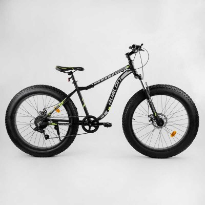 Велосипед Спортивний CORSO «Avalon» 26 дюймів 27005 ФЕТБАЙК, рама алюмінієва, обладнання Shimano 7 швидкостей, зібраний на 75