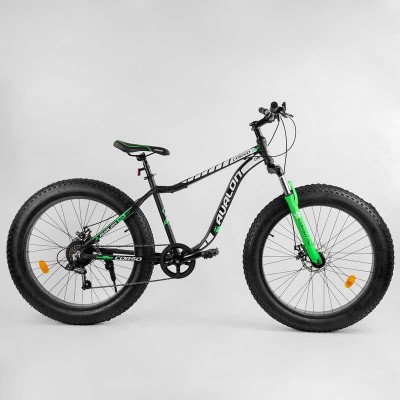 Велосипед Спортивний CORSO «Avalon» 26 дюймів 95583 ФЕТБАЙК, рама алюмінієва, обладнання Shimano 7 швидкостей, зібраний на 75
