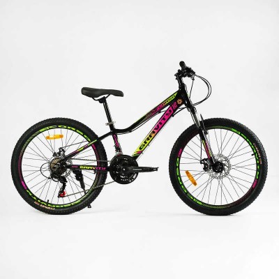 Велосипед Спортивний Corso «Gravity» 24 дюйми GR-24191 рама алюмінієва 12’’, обладнання Shimano 21 швидкість, зібран на 75