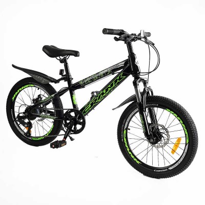 Дитячий спортивний велосипед 20’’ Corso «CRANK» CR-20440 сталева рама, обладнання LTWOO-A2, 7 швидкостей, зібран на 75 в магазині autoplus, з доставкою по Україні, краща ціна