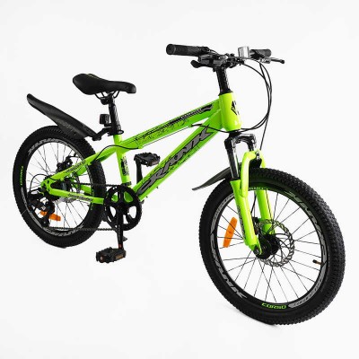 Дитячий спортивний велосипед 20’’ Corso «CRANK» CR-20630 сталева рама, обладнання LTWOO-A2, 7 швидкостей, зібран на 75 в магазині autoplus, з доставкою по Україні, краща ціна
