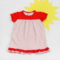 ПЛ-39 1 /р.80/ / червоний / Плаття для дівчинки / кулир горох + однотон /