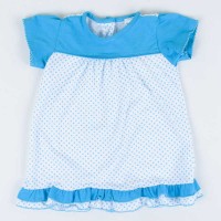 ПЛ-39 1 /р.92/ / блакитний / Плаття для дівчинки / кулир горох + однотон /