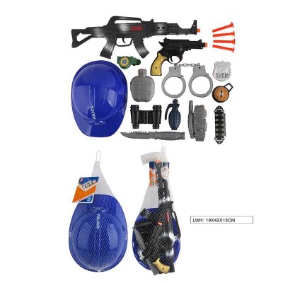 Поліцейський набір 03-13 автомат, пістолет, граната, наручники, ніж, шолом, патрони на присосці, у сітці