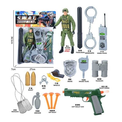 Дитячий набір для війнушек 2022-50 (96/2) 14 елементів, фігурка військового, пістолет з патронами на присосках, у пакеті