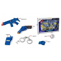 Набір поліції P 014 7 елементів, автомат із тріскачкою, револьвер, кайданки, свисток, аксесуари