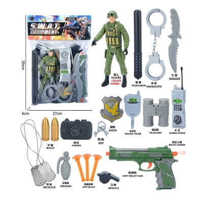 Дитячий набір для війнушек 2022-51 (96/2) 16 елементів, фігурка військового, пістолет з патронами на присосках, у пакеті