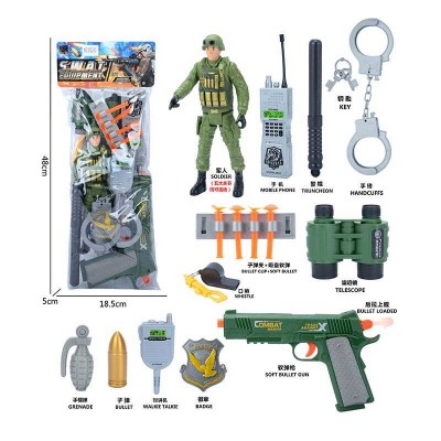 Дитячий набір для війнушек 2022-53 (96/2) 13 елементів, фігурка військового, пістолет з патронами на присосках, у пакеті