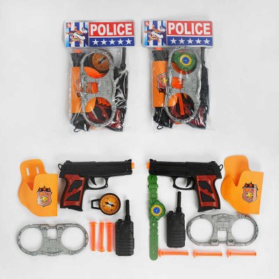 Поліцейський набір 07-13 (240/2) 2 види, пістолет у кобурі, силіконові патрони, рація, наручники, у пакеті в магазині autoplus, з доставкою по Україні, краща ціна