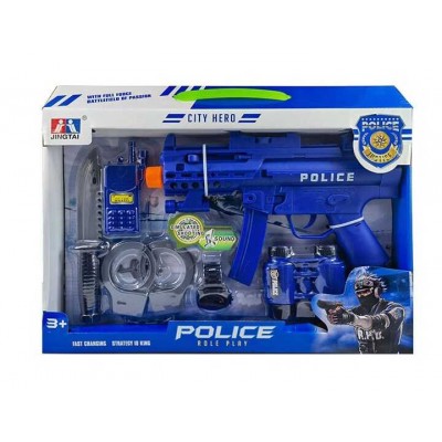 Поліцейський набір P 03 автомат зі світлозвуковими ефектами, наручники, бінокль, годинник, рація, ніж