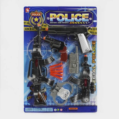 Поліцейський набір 21-4 2 автомати, 2 пістолети, рація, наручники, жетон, силіконові патрони