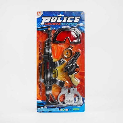 Поліцейський набір 13-8 (60/2) автомат, пістолет, захисні окуляри, наручники, компас, жетон, патрони з присосками