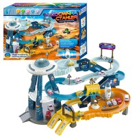 Трек 17040 (8) "WToys", ОЗВУЧУВАННЯ УКРАЇНСЬКОЮ МОВОЮ, трирівневий трек, підсвічування, звукові ефекти, казка, пісня про космос, автоматичний підіймач, серпантин, літаюча тарілка, 4 машинки, 2 трапи