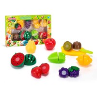 Набір продуктів “Кулінарна фантазія” 77650 (64/2) "WToys", 18 елементів, фрукти на липучках, дошка для нарізання, ніж