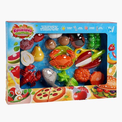 Набір продуктів “Кулінарна фантазія” 10280 (36/2) "WToys", 24 елементи, овочі та фрукти на липучках, дошка для нарізання, ніж