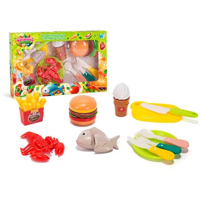 Набір продуктів “Кулінарна фантазія” 77930 (64/2) "WToys", 18 елементів, на липучках, дошка для нарізання, ніж, посуд