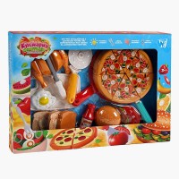 Набір продуктів “Кулінарна фантазія” 10455 (36/2) "WToys", 24 елементи, продукти на липучках, дошка для нарізання, ніж, сендвіч, гамбургер